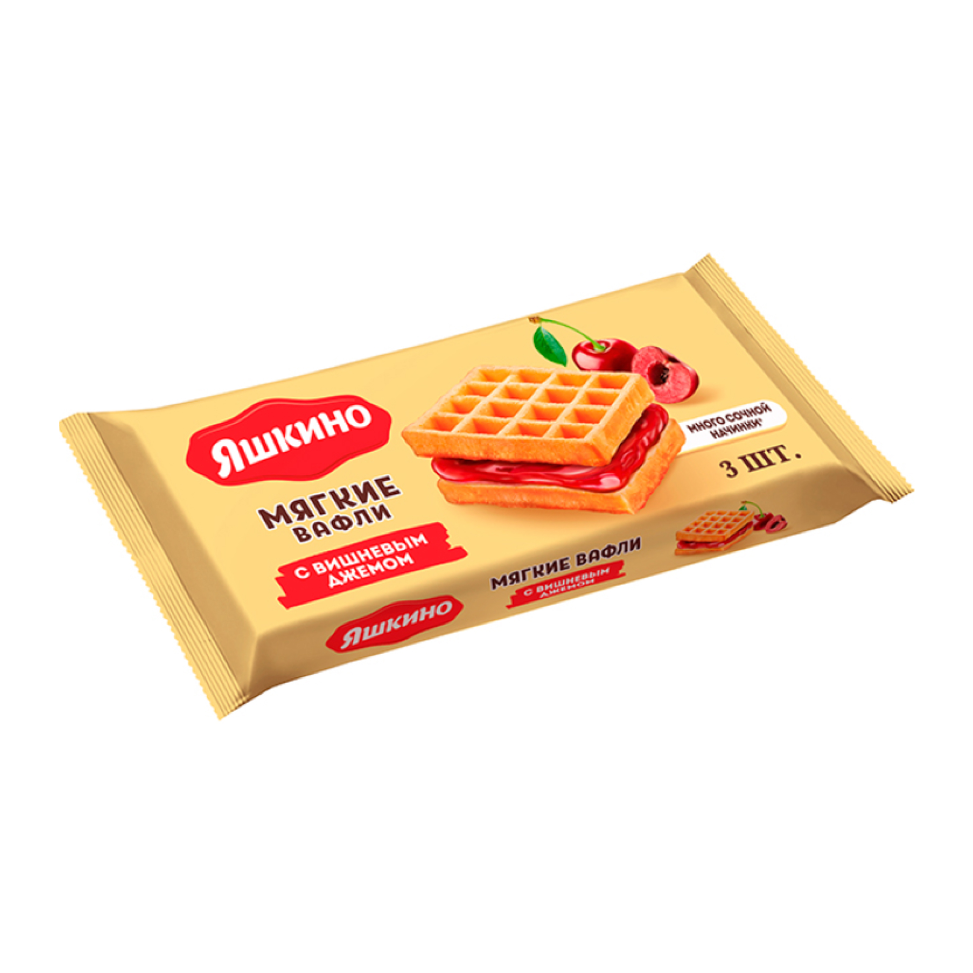 Вафли мягкие Яшкино с вишневым джемом, 120 г