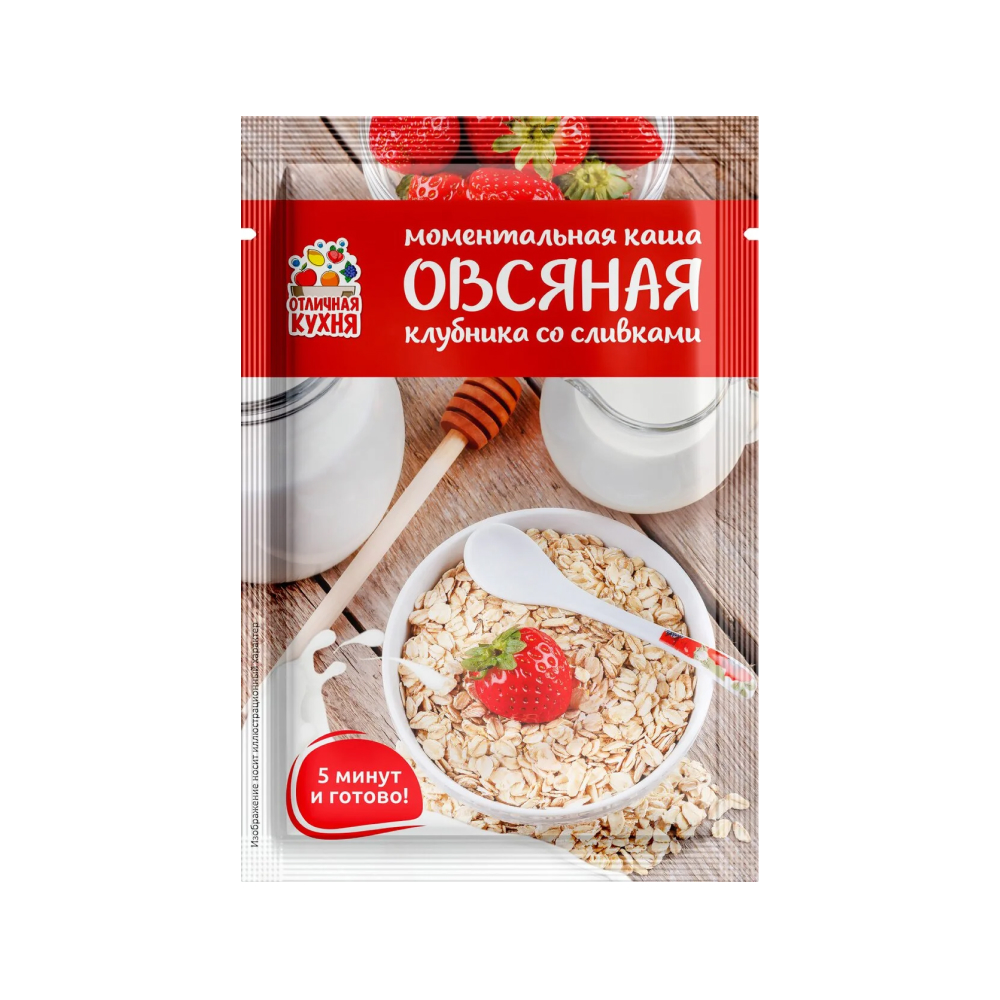 Каша овсяная Отличная Кухня Клубника со сливками, 40 г