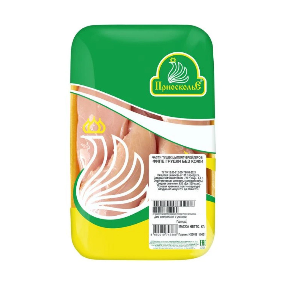 Филе грудки Приосколье без кожи замороженное, ~1.1 кг