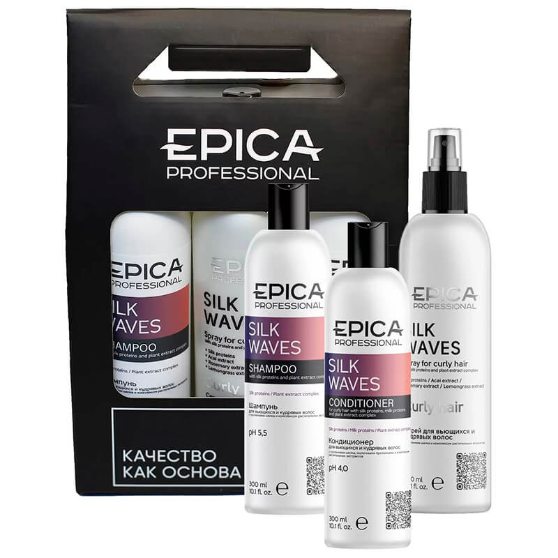 Подарочный Набор Silk Waves EPICA Professional(шампунь 300мл + кондиционер 300мл + спрей 300мл)