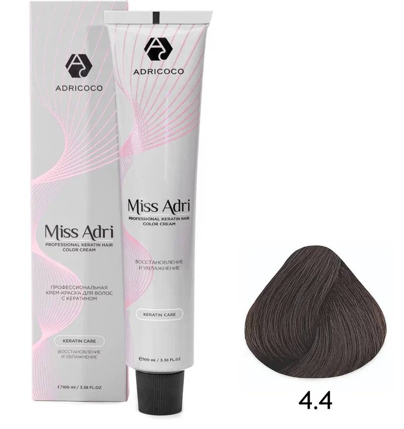 4.4 Крем краска для волос ADRICOCO Miss Adri, Коричневый медный 100мл