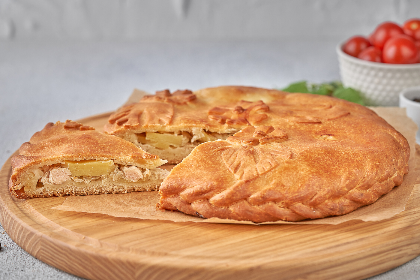 Пирог с филе куриным и картофелем