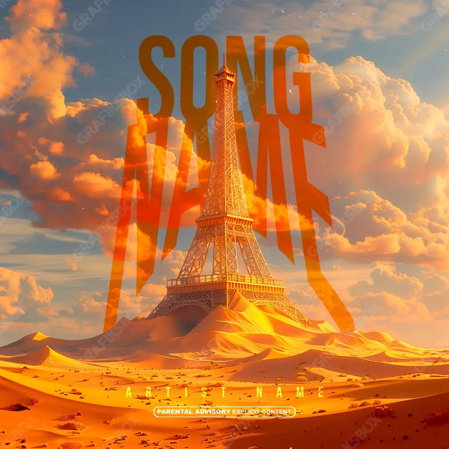Premade album cover “Sandy” — an original visual idea with no close match in the catalogue in an orange palette