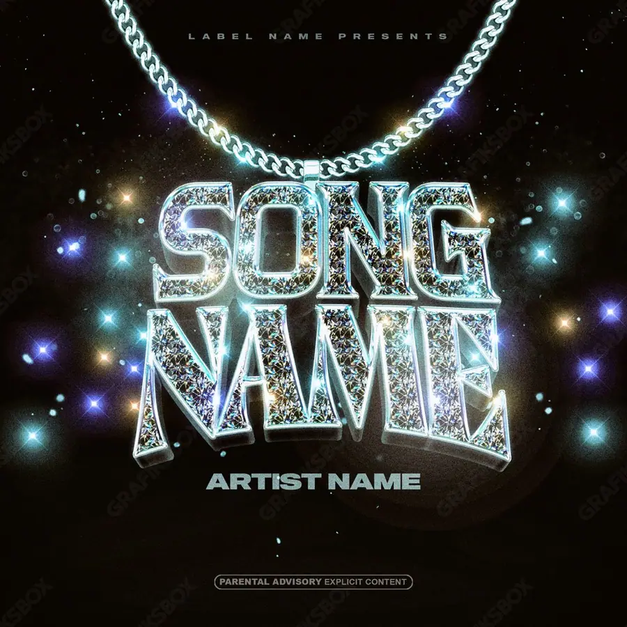 Premade album cover “Jewelry” — a frame about status, gold under heavy light in cool blue tones