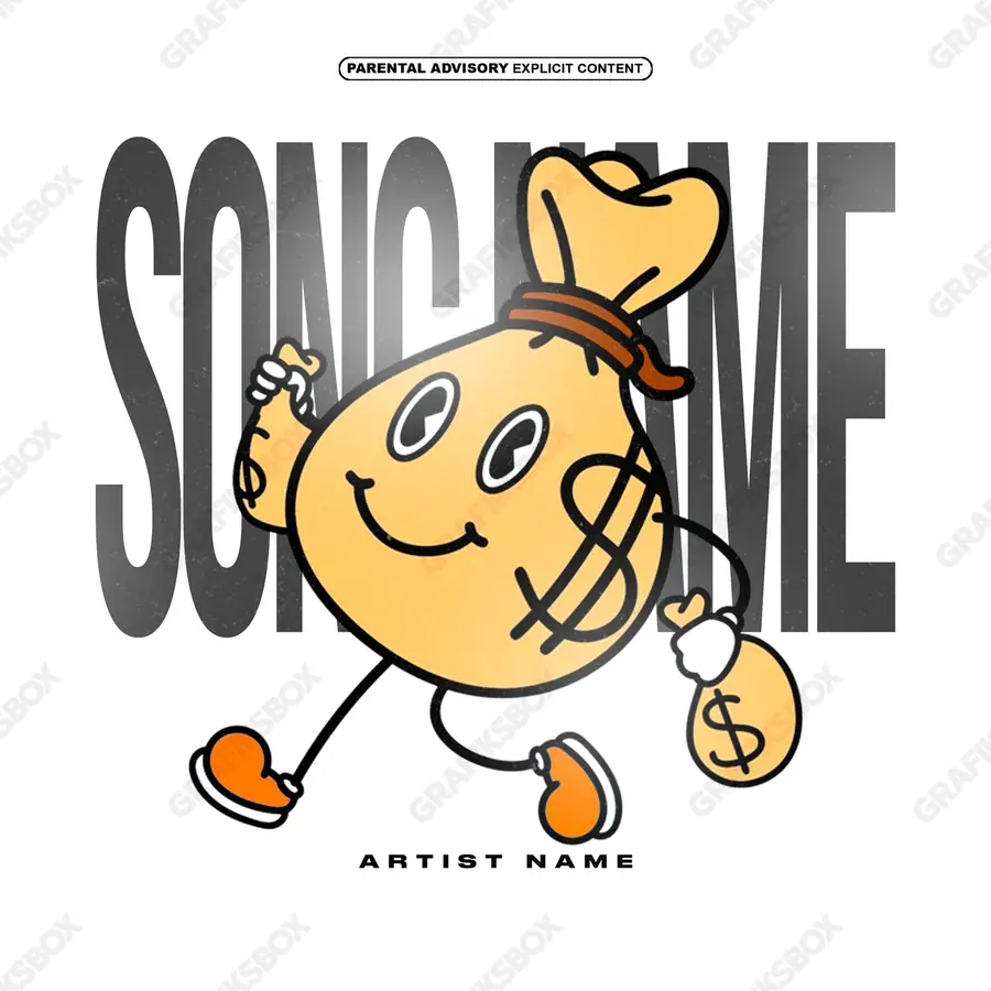 Premade album cover “Omw” — a subject with a character of its own in an orange palette