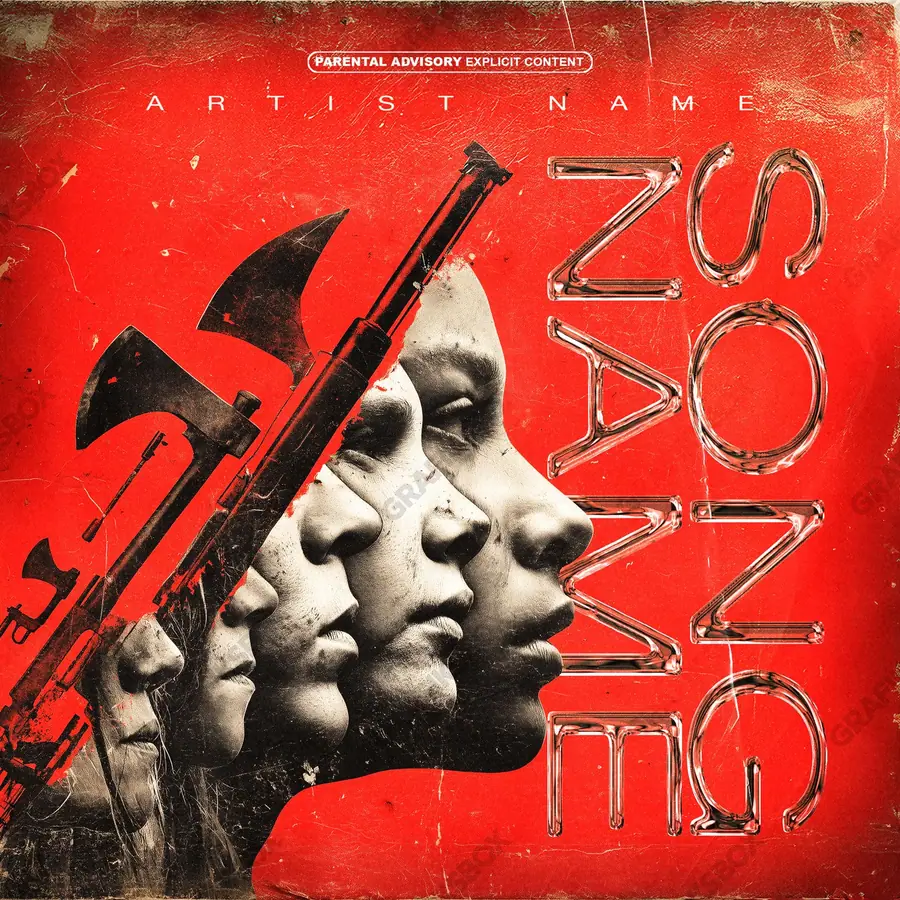 Premade album cover “War Stories” — a frame that refuses to sit in one category in deep red tones