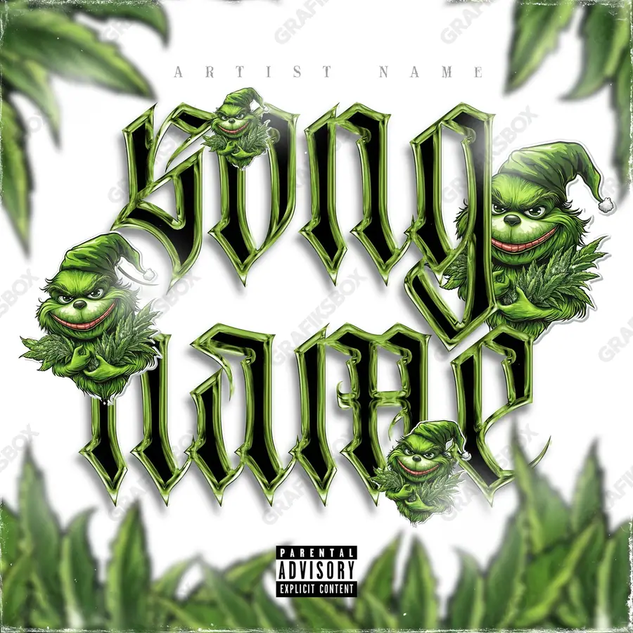 Купить обложку для трека «Weed Grinch» — яркий кадр, в зелёных тонах