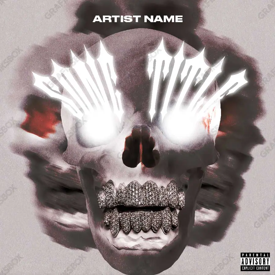 Обложка для трека с абстракцией «Drip Skull» — абстрактная композиция: формы, градиенты и текстура, в чёрно-белом