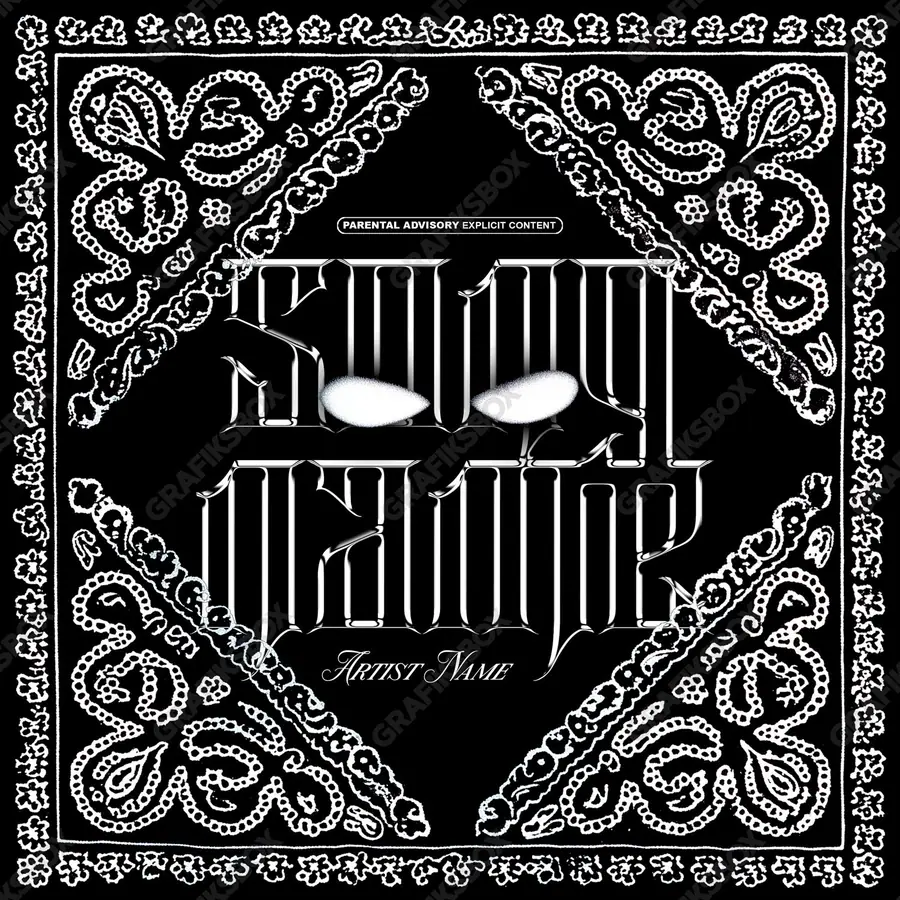 Готовая обложка для трека с портретом «Bandana Eyes» — крупный портрет и акцент на взгляде, в чёрно-белом