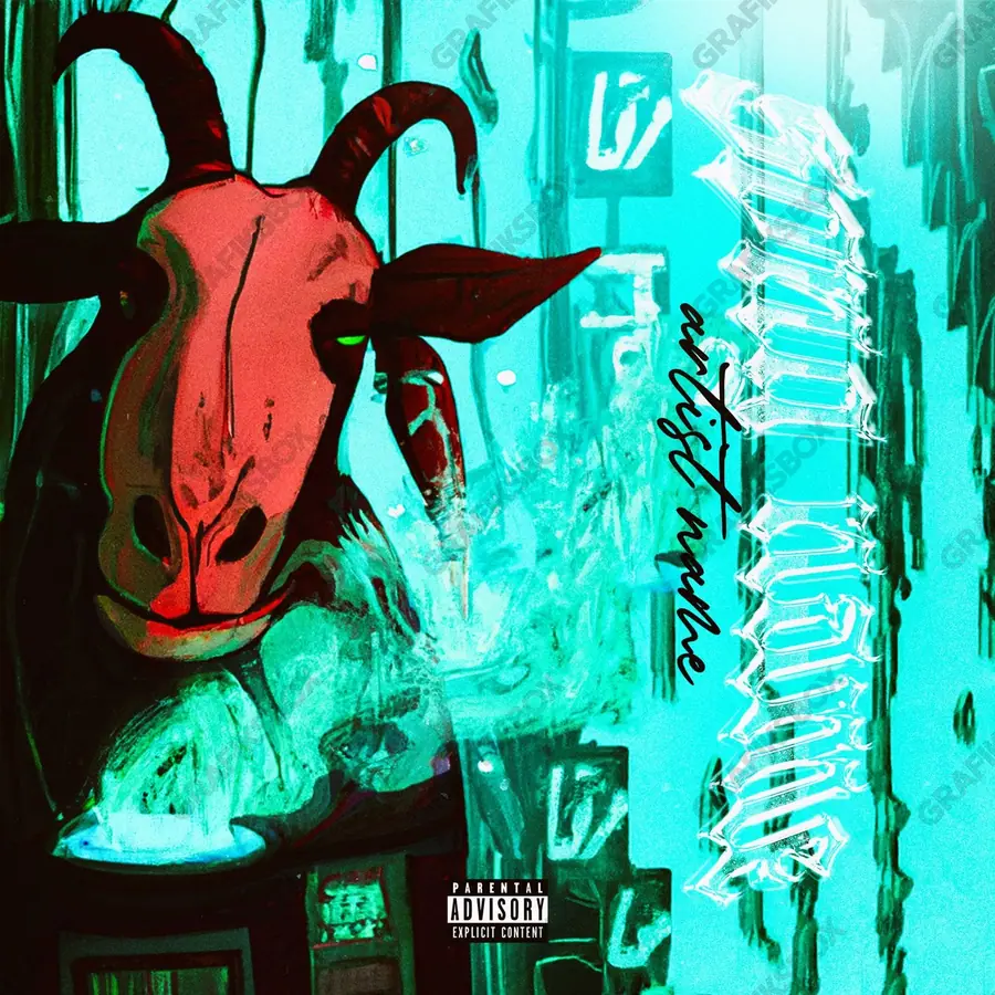 Premade album cover “Goat Chef” — an original visual idea with no close match in the catalogue in cool blue tones