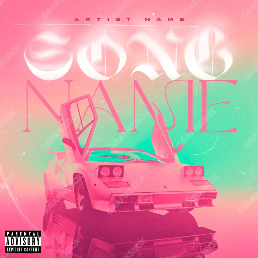 Premade album cover “Countach” — a frame that refuses to sit in one category in deep red tones