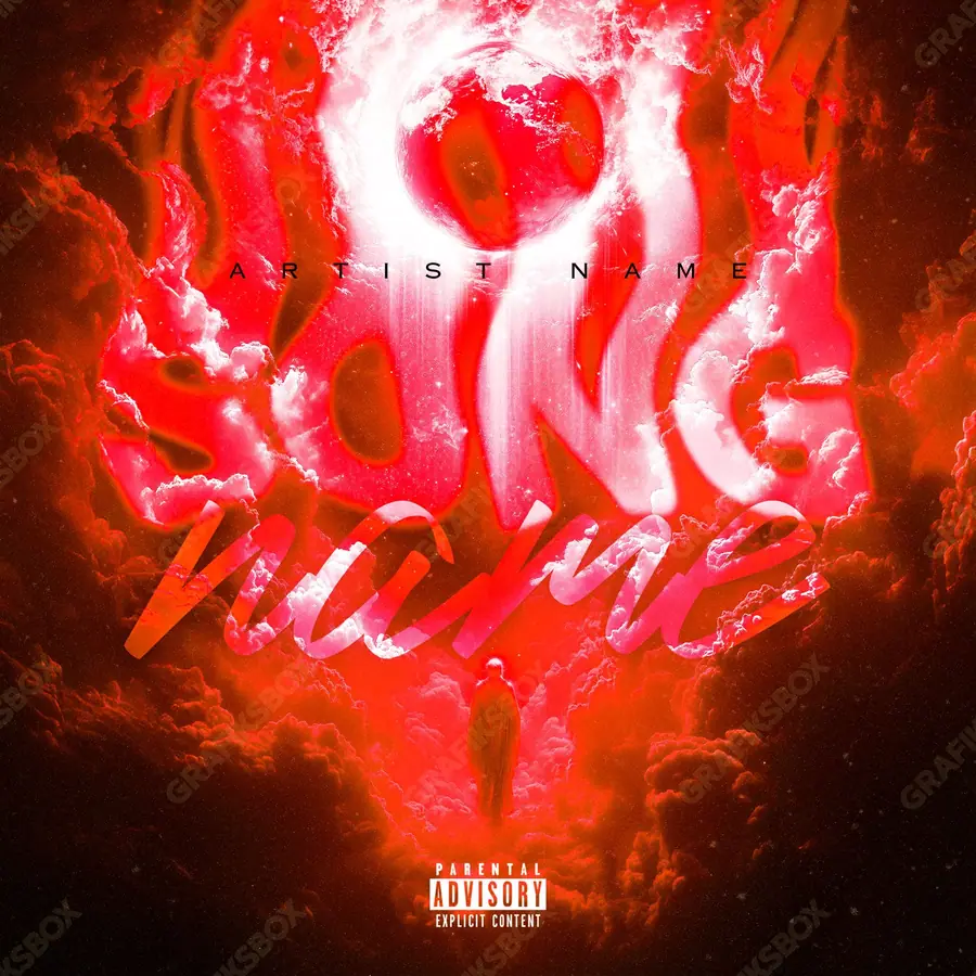 Portada de álbum prediseñada «Exito» — un encuadre que no encaja en una sola categoría, en una gama roja