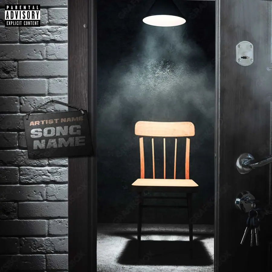 Portada de álbum prediseñada «Sit Down» — una idea visual original sin equivalente cercano en el catálogo, en una paleta monocroma
