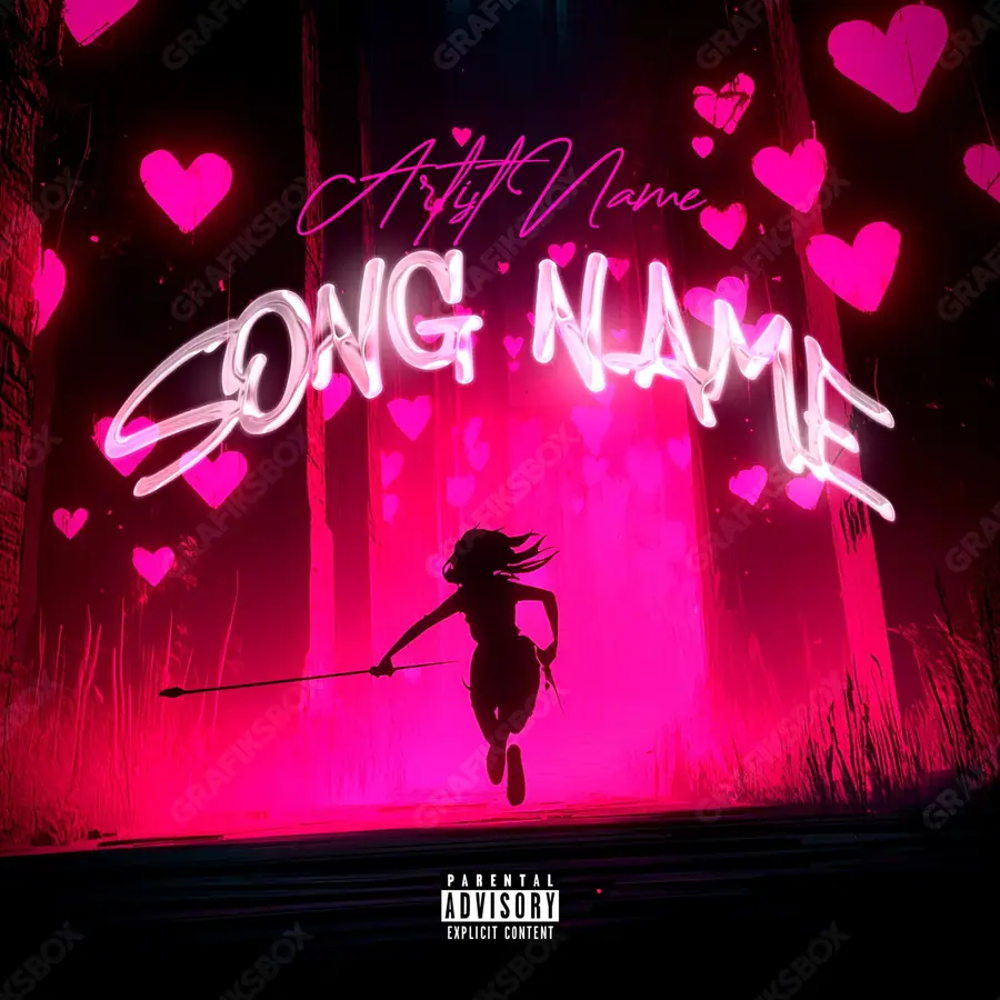 Premade album cover “Heart Hunter” — a shot about a relationship, without the clichés in pink shades