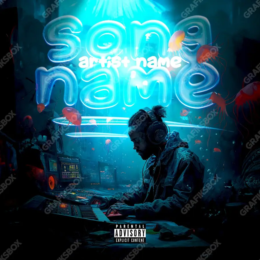 Готовая обложка для трека «Under Song» — тёмный кадр, в синих тонах