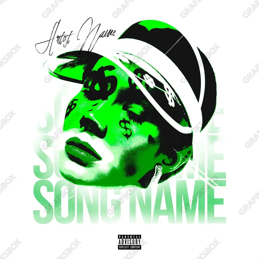 Premade album cover “Dolla” — a subject with a character of its own in a green palette