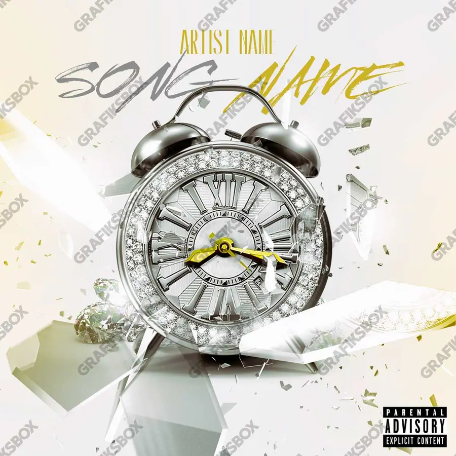 Portada de álbum prediseñada «Rich Time PREVIEW» — textura cara: metal, piedras, esmalte, en una gama en blanco y negro