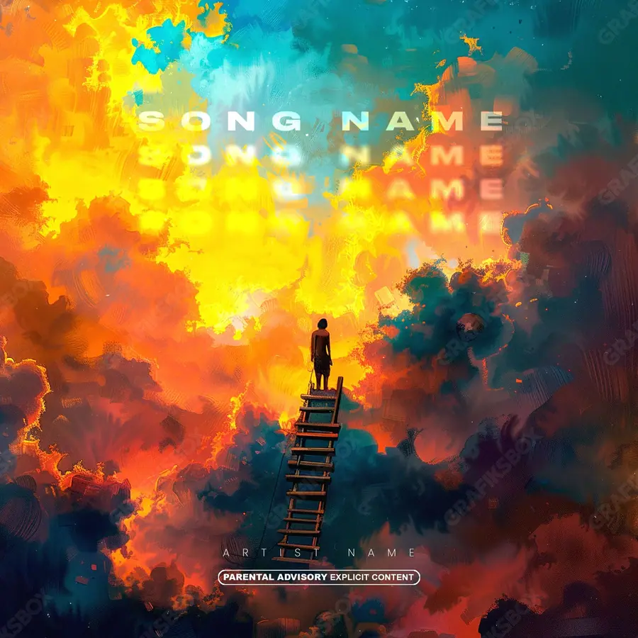 Premade album cover “Colorful Top” — an original visual idea with no close match in the catalogue in an orange palette