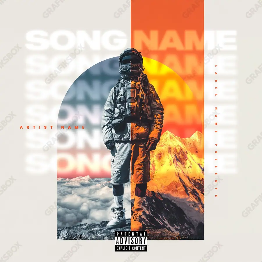 Premade album cover “Trailblazer” — an original visual idea with no close match in the catalogue in an orange palette