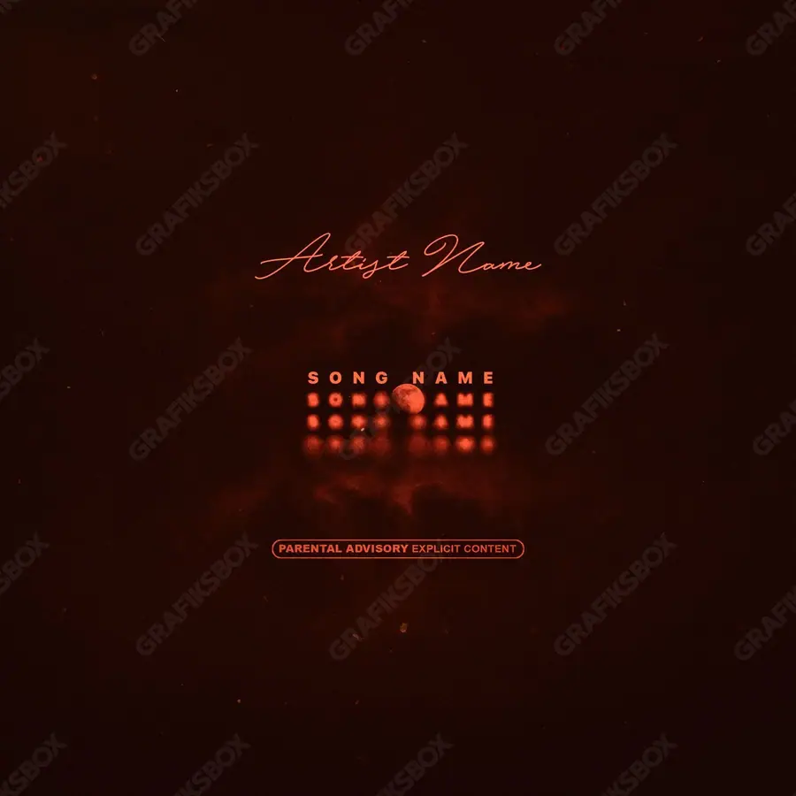 Portada de álbum prediseñada «Moontana» — un encuadre que no encaja en una sola categoría, en una gama roja