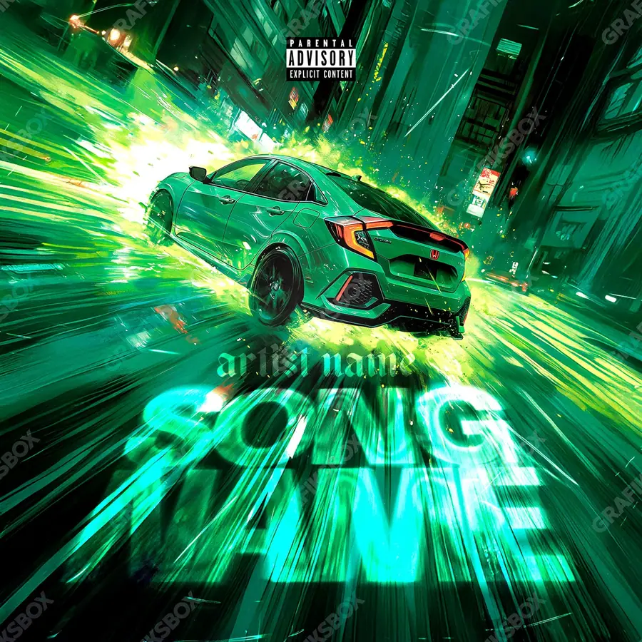 Premade album cover “Civic” — a frame that refuses to sit in one category in green shades