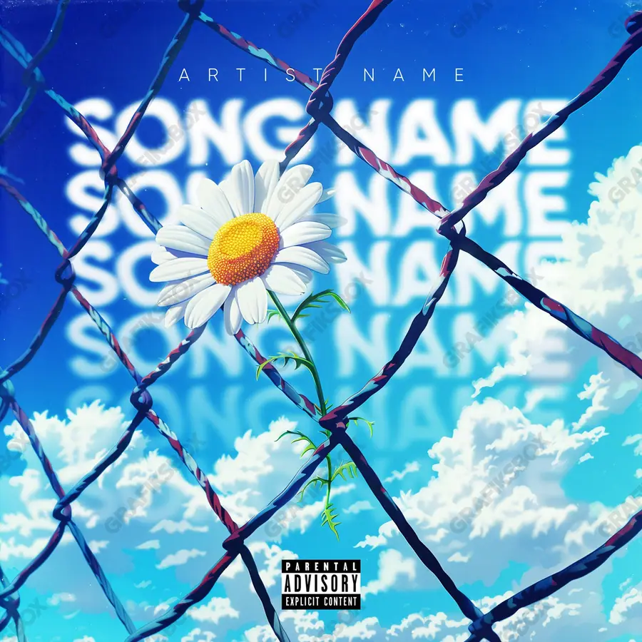 Portada de álbum prediseñada «Sunflower» — un motivo con carácter propio, en tonos azules fríos