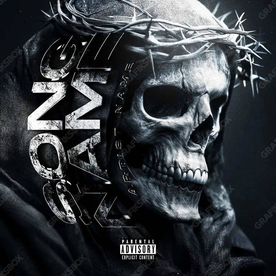 Premade album cover “The Old Death” — dark art with a heavy atmosphere in a black and white palette