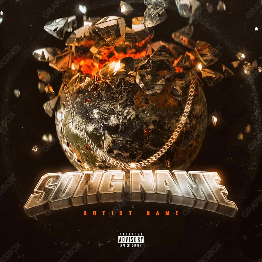 Portada de álbum prediseñada «Self Destruction» — una idea visual original sin equivalente cercano en el catálogo, en una gama naranja