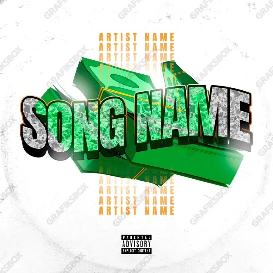 Premade album cover “Green Papers” — a subject with a character of its own in green shades