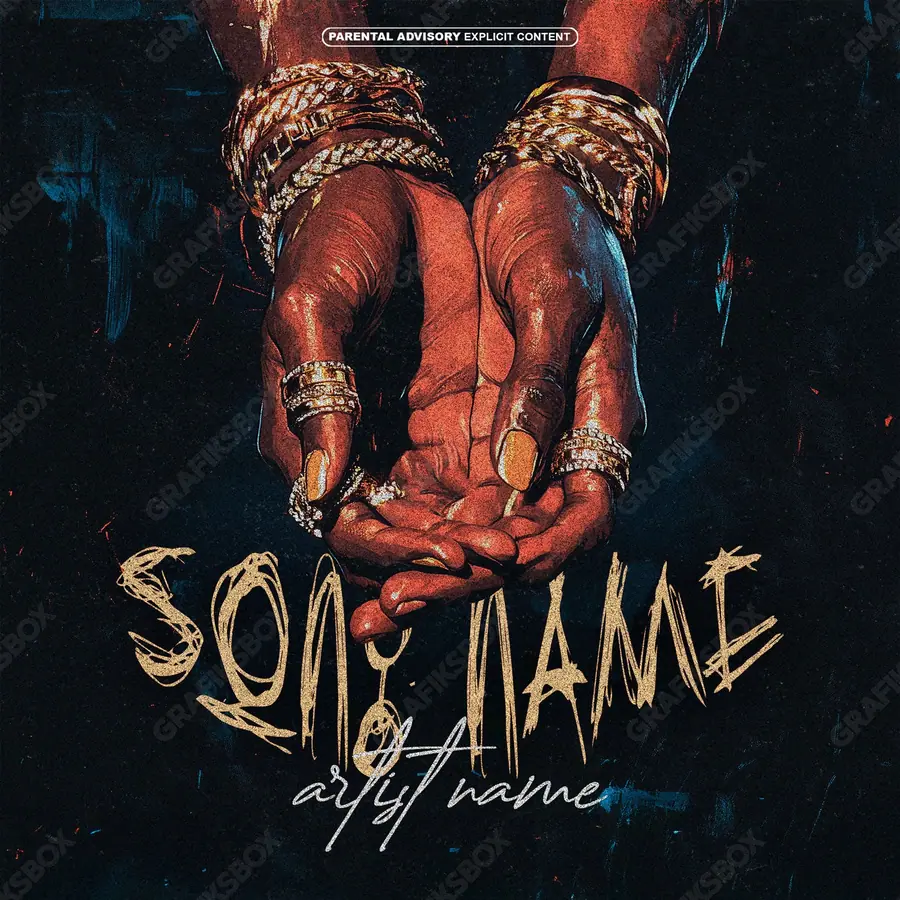 Premade album cover “United Hands” — a portrait frame with a clean composition in deep red tones