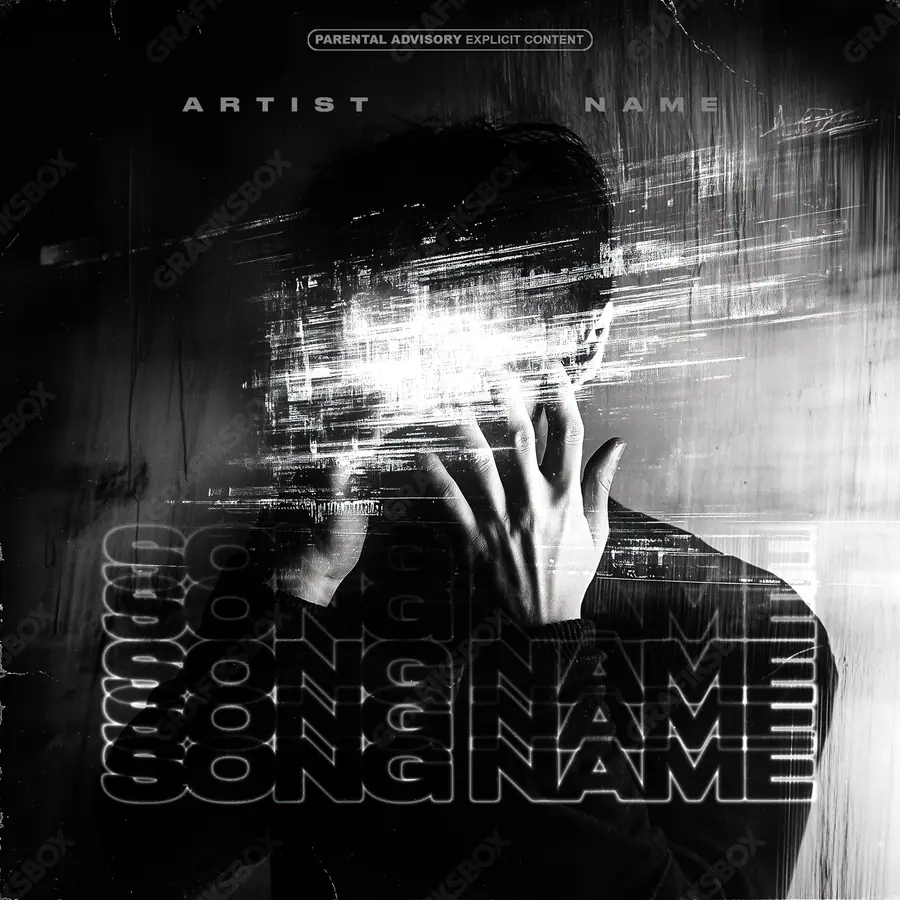Premade album cover “Wrong” — a subject with a character of its own in a black and white palette