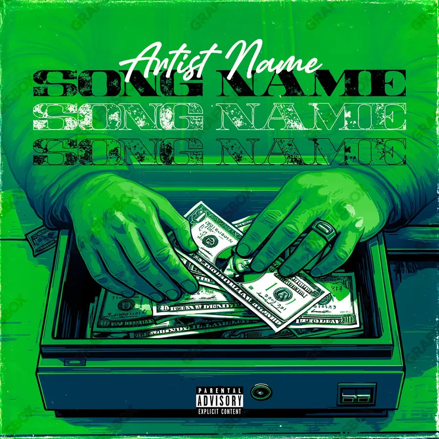 Premade album cover “In Briefcase” — a frame that refuses to sit in one category in a green palette