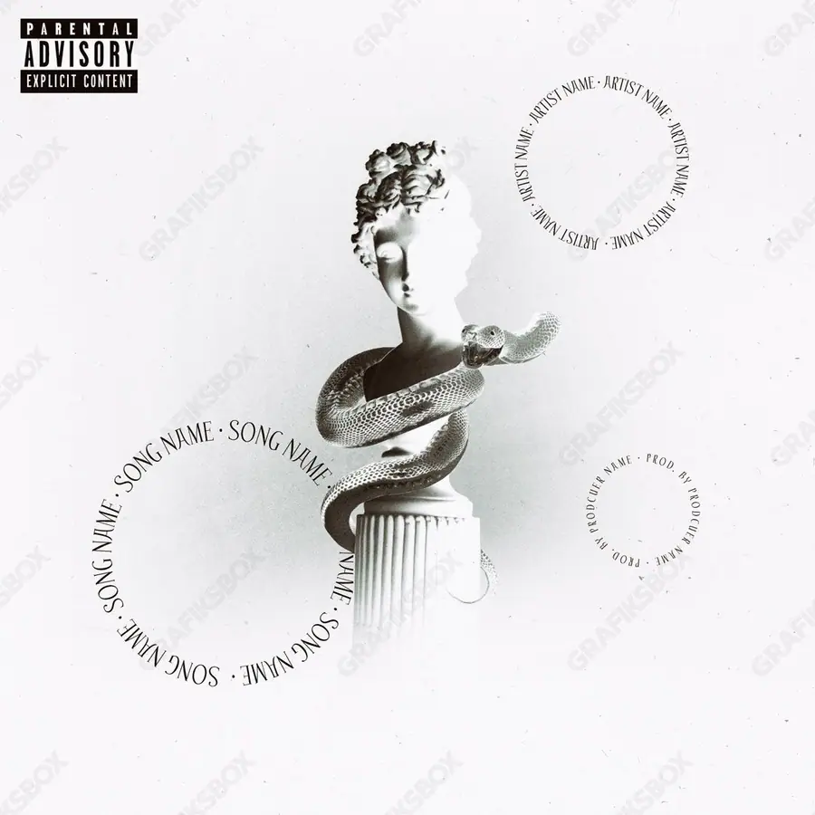 Portada de álbum prediseñada «Reversed» — un encuadre que no encaja en una sola categoría, en una gama en blanco y negro