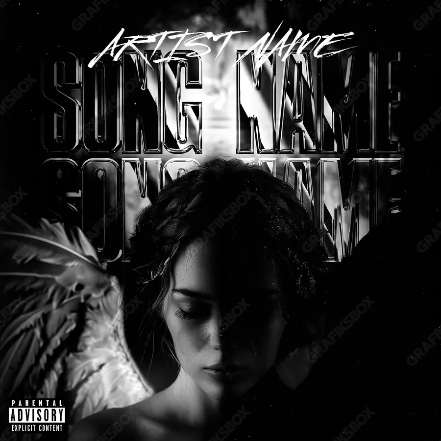 Premade album cover “The Angelic” — a subject with a character of its own in a black and white palette