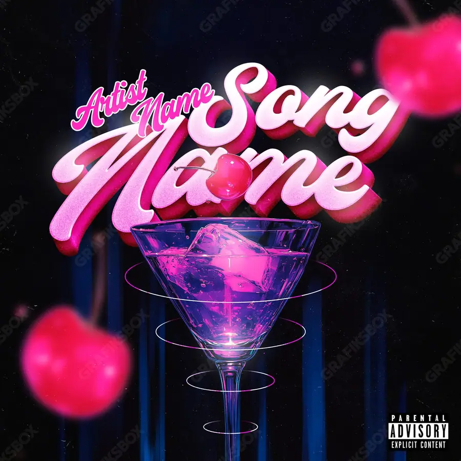 Premade album cover “Cherry Sling” — an original visual idea with no close match in the catalogue in a red palette