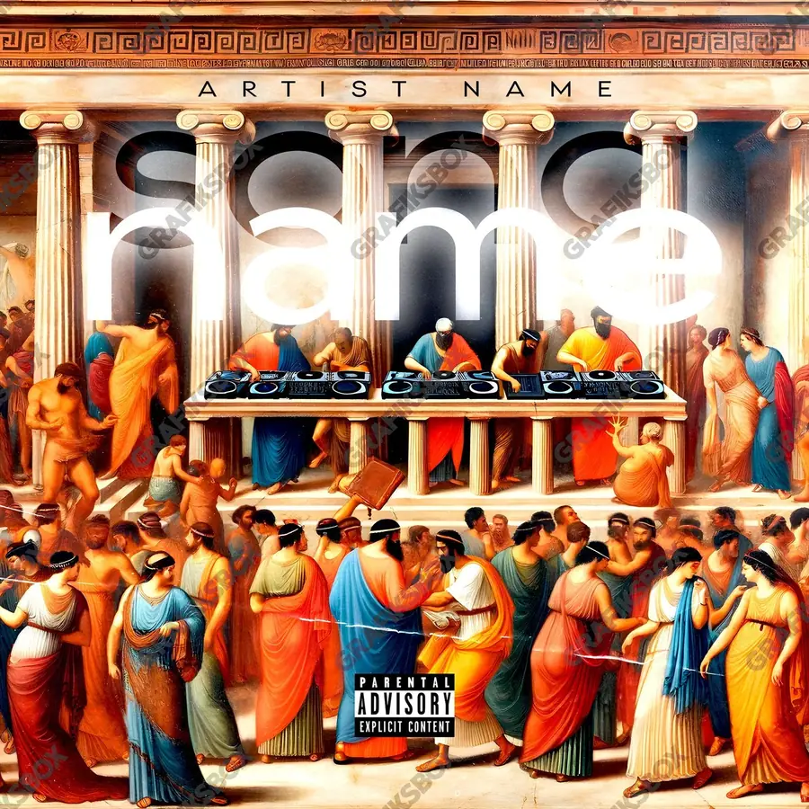 Portada de álbum prediseñada «Palace Party» — un encuadre que no encaja en una sola categoría, en matices anaranjados