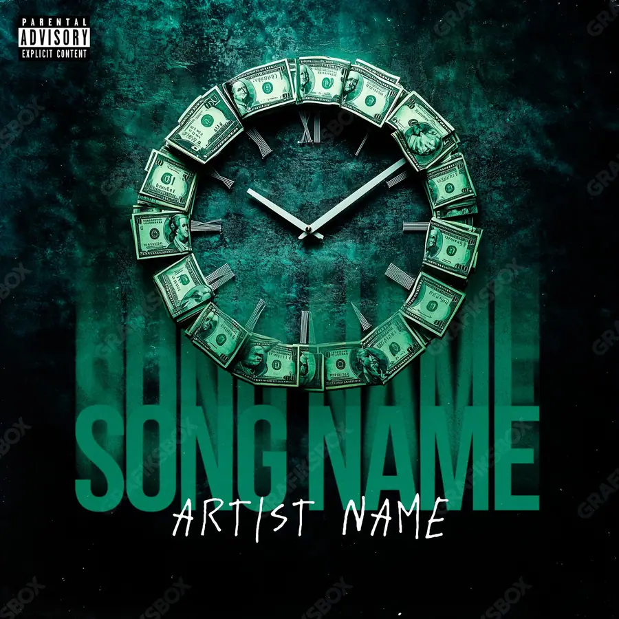 Premade album cover “Time Invested” — a frame that refuses to sit in one category in cool blue tones