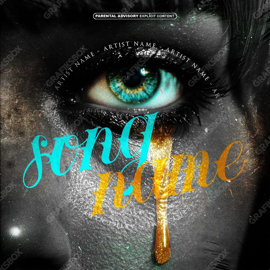 Купить обложку для трека с портретом «Colored Eyes» — крупный портрет и акцент на взгляде, в синих тонах