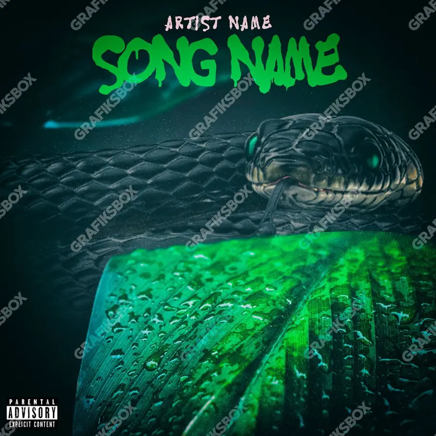 Portada de álbum prediseñada «Venom Jungle» — una idea visual original sin equivalente cercano en el catálogo, en una gama verde