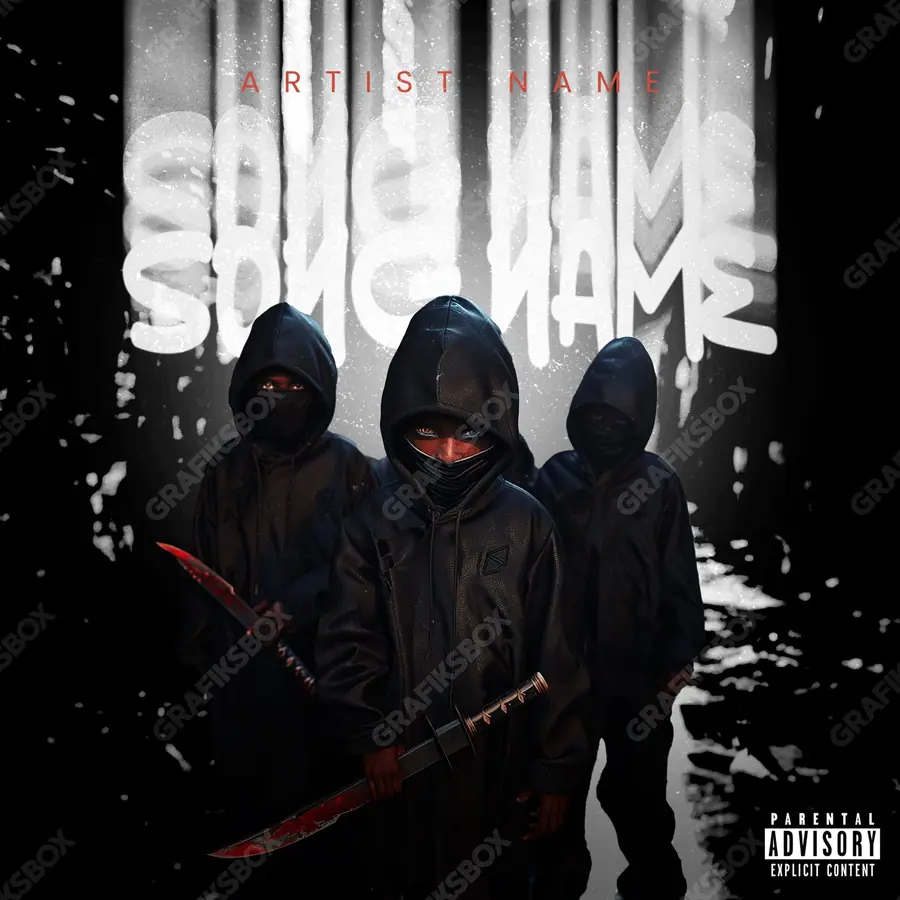 Premade album cover “Young Gang” — a subject with a character of its own in a black and white palette