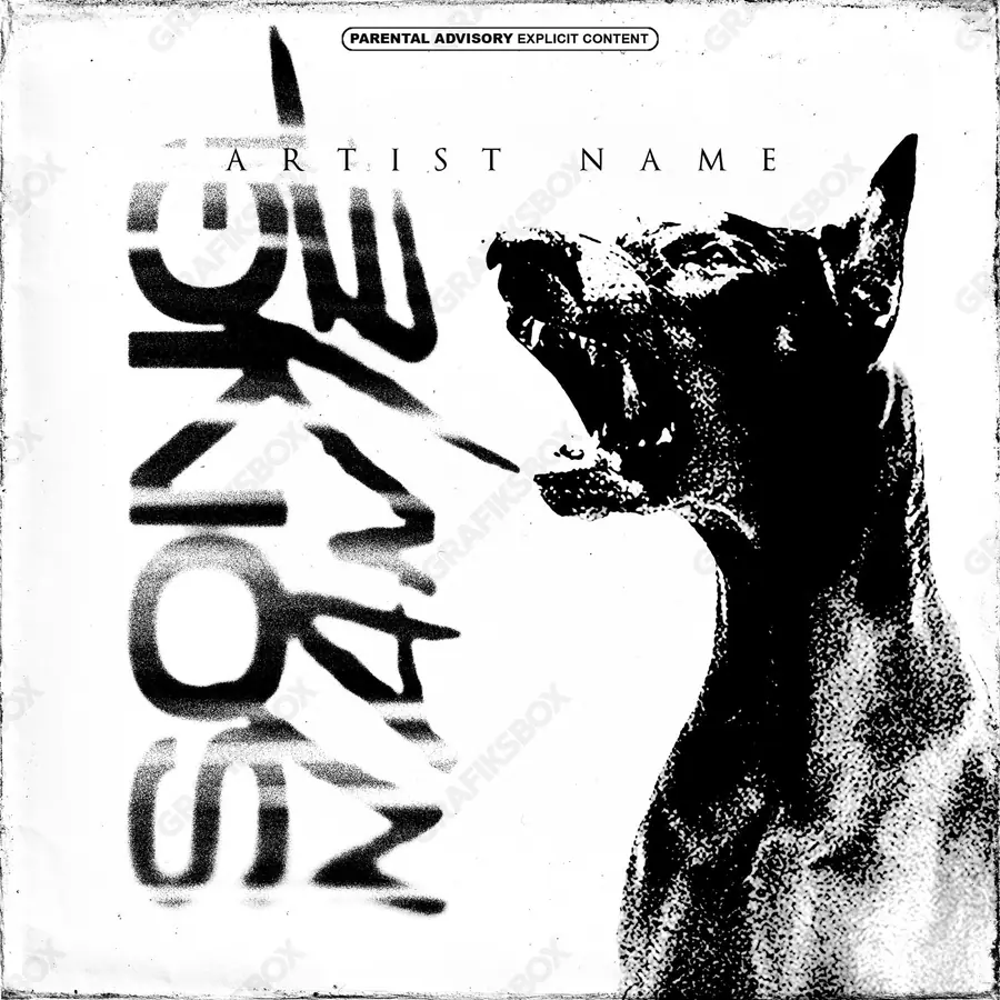 Portada de álbum prediseñada «Dangerous Breed» — una idea visual original sin equivalente cercano en el catálogo, en una gama en blanco y negro