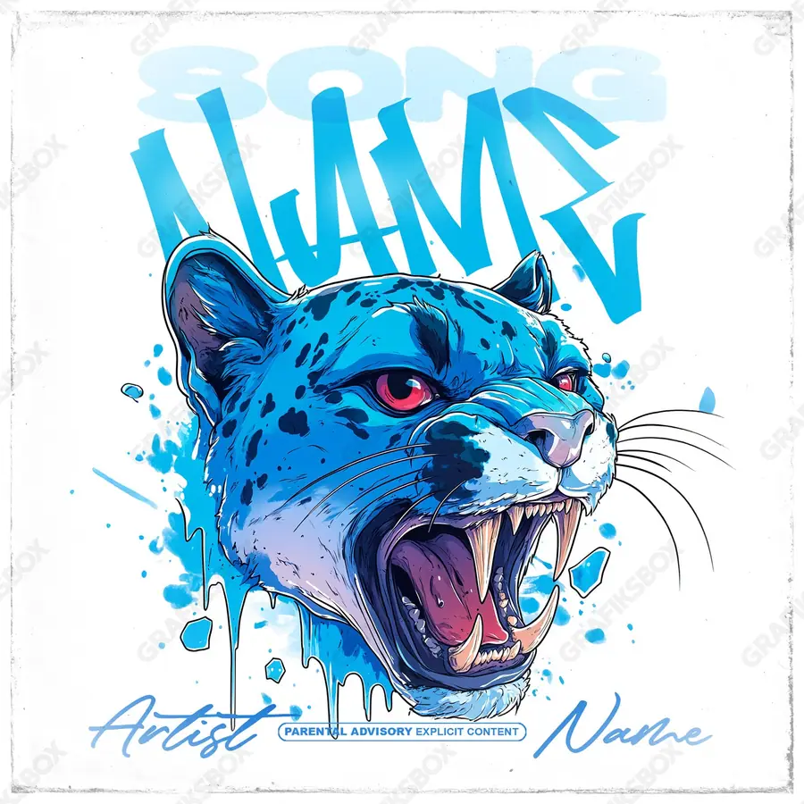 Portada de álbum prediseñada «Wet Beast» — un encuadre que no encaja en una sola categoría, en tonos azules fríos