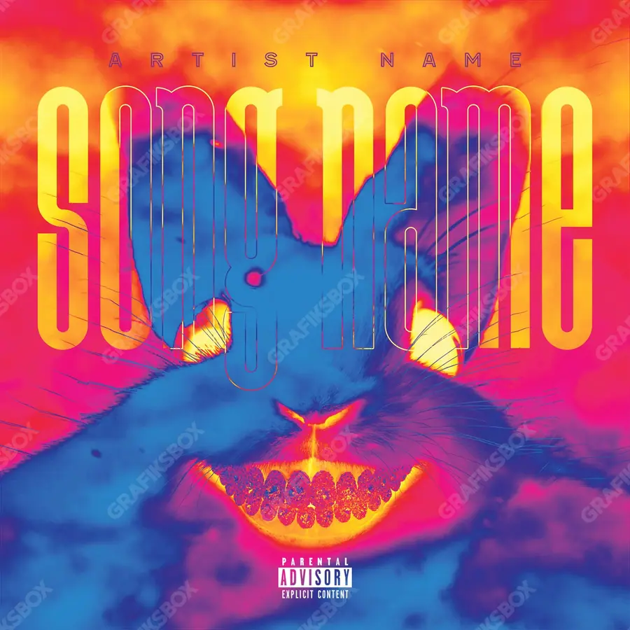 Premade album cover “Hallucinogen” — an original visual idea with no close match in the catalogue in a blue palette