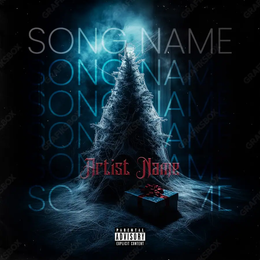 Portada de álbum prediseñada «Christmas Past» — un encuadre que no encaja en una sola categoría, en tonos azules fríos