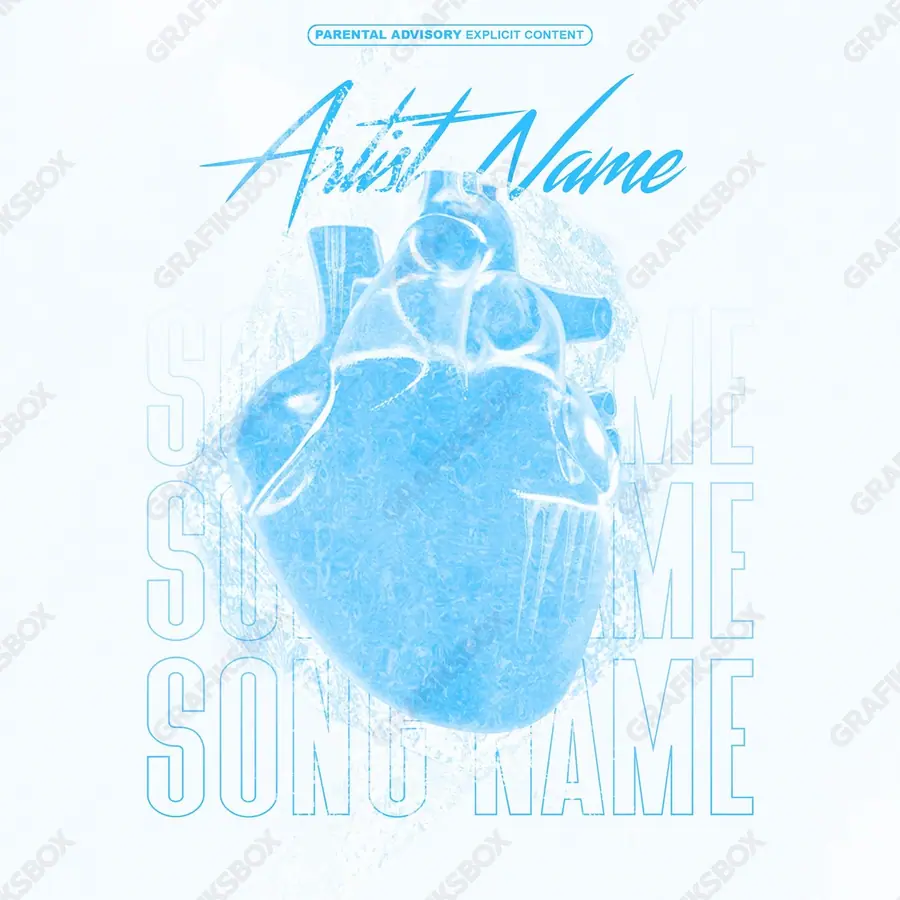 Premade album cover “No Feel” — a frame that refuses to sit in one category in cool blue tones
