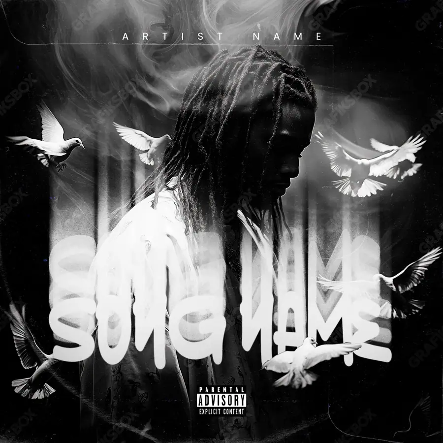 Premade album cover “Pull Up With” — an original visual idea with no close match in the catalogue in a black and white palette