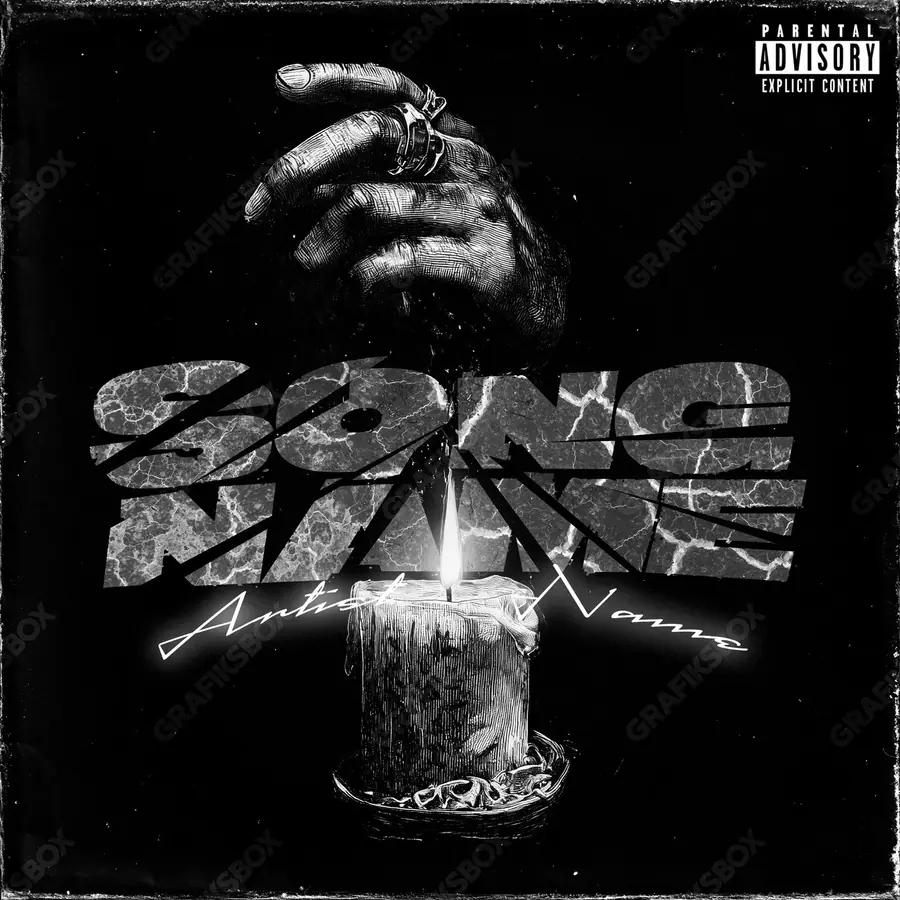 Premade album cover “Fire Wound” — a hot frame: sparks, heat, smoke in a black and white palette