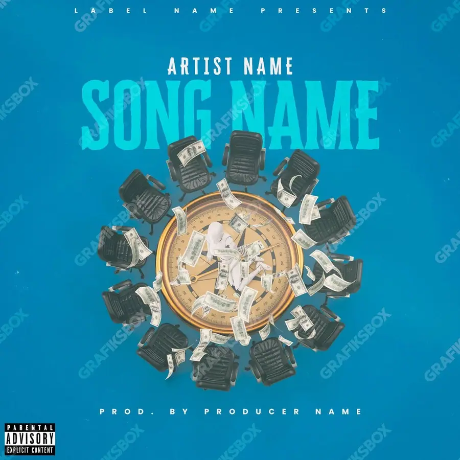 Premade album cover “Meeting” — a frame that refuses to sit in one category in a blue palette