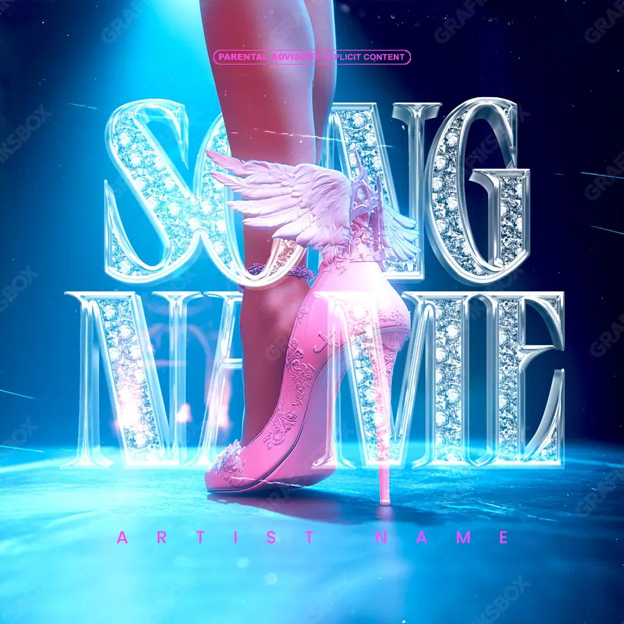 Premade album cover “Angel Heel” — a portrait of a woman with a strong look and careful grading in a blue palette