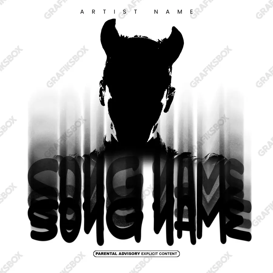 Premade album cover “El Demonio” — a subject with a character of its own in a black and white palette